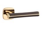 Dverové kovanie MP AS - DAVIDIA - QR 7S (OLV - Mosadz leštená lakovaná / hnedá koža) - MP OLV (mosadz leštená a lakovaná)