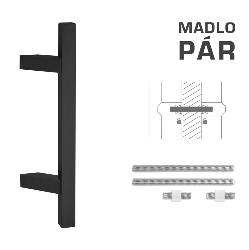 DVERNÉ MADLO MP kód K31Z 25x25 mm UN - pár (BS - Čierna matná)
