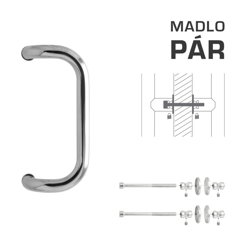 DVERNÉ MADLO MP M2 WA/A-DHP - pár (LN - Leštená nerez)