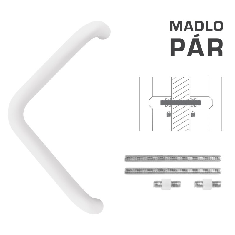 DVERNÉ MADLO MP kód K14T Ø 32 mm UN - pár (WS - Biela matná)