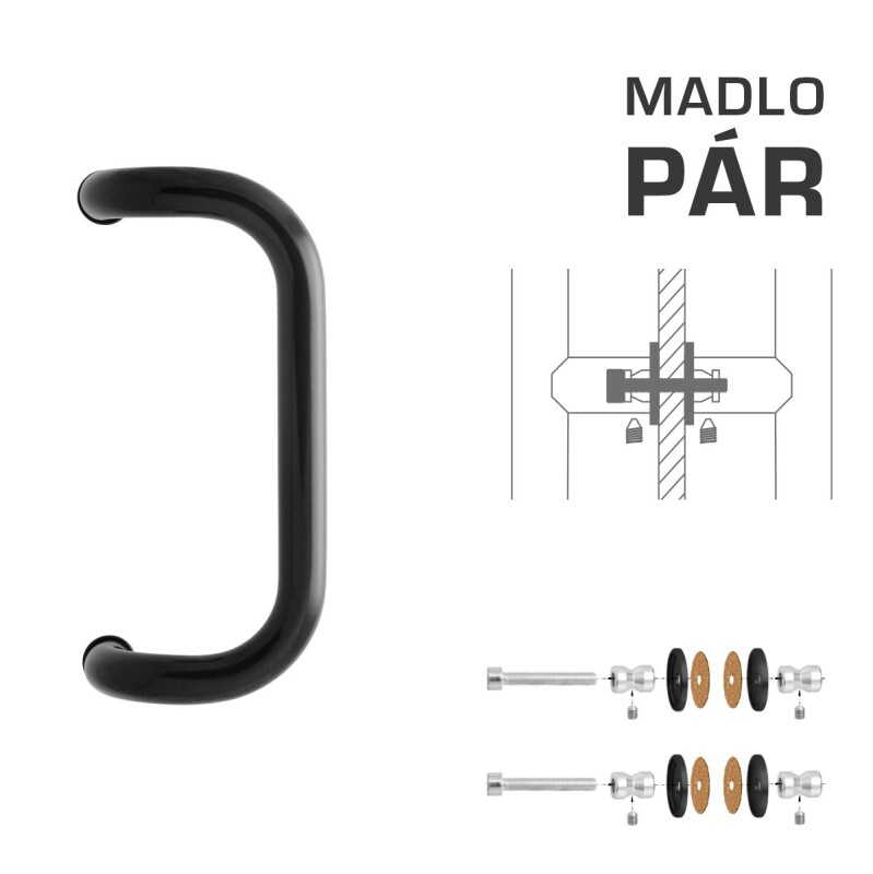 DVERNÉ MADLO M2 WA/AS-SKLO - pár (Čierna RAL 9005)