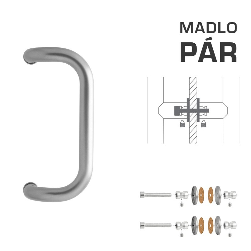 DVERNÉ MADLO M2 WA/AS-SKLO - pár (Strieborná RAL 9006)