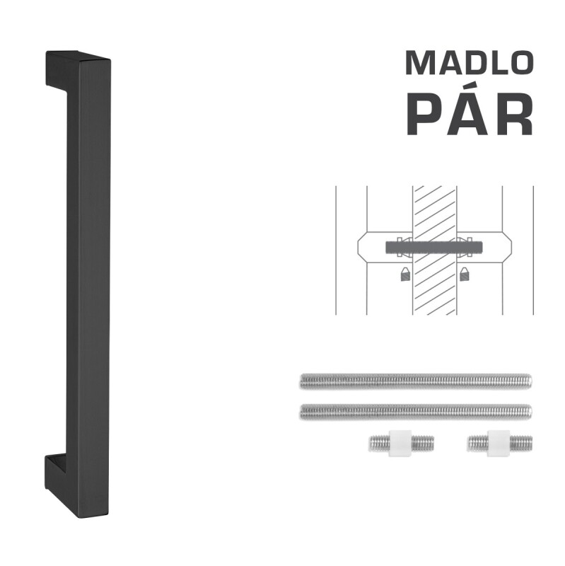 DVERNÉ MADLO MP kód K02K 25x25 mm - UN pár (BS - Čierna matná)
