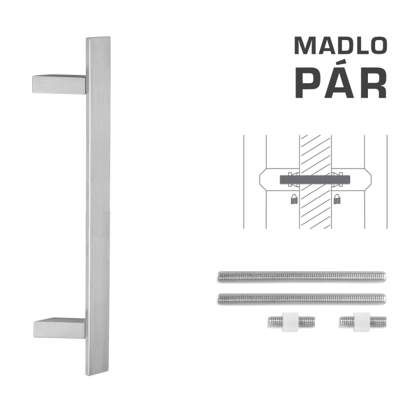 DVERNÉ MADLO MP kód K41Z 40x10 mm UN - pár (BN - Brúsená nerez)