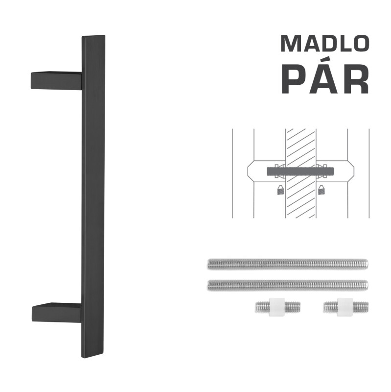 DVERNÉ MADLO MP kód K41Z 40x10 mm UN - pár (BS - Čierna matná)