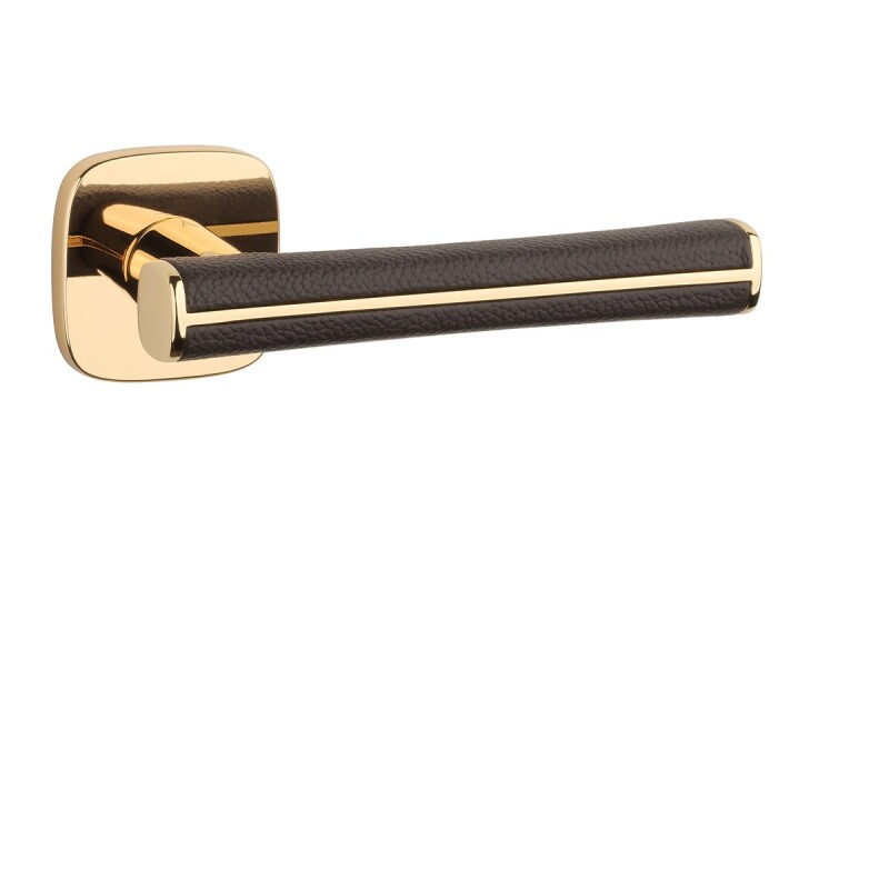 Dverové kovanie MP AS - DAVIDIA - QR 7S (OLV - Mosadz leštená lakovaná / hnedá koža)