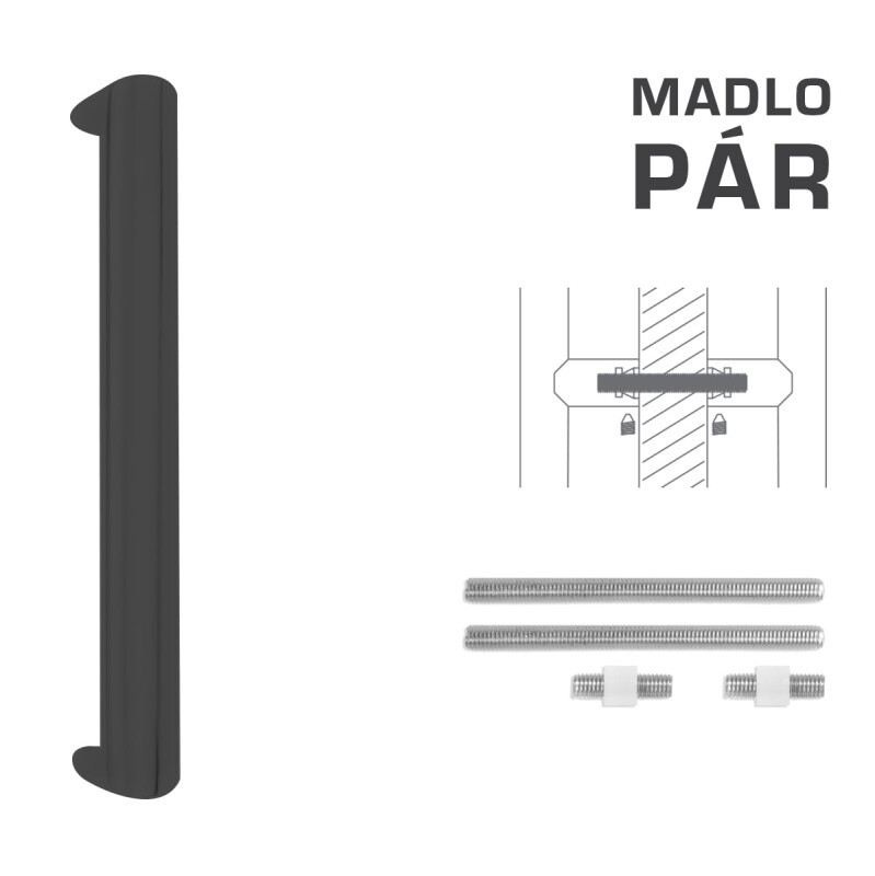 Dverné madlo MP FT - kód K40 40x20 mm UN (BS - Čierna matná) - pár