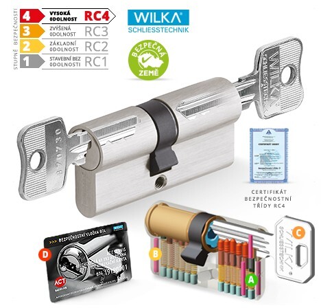 Cylindrická bezpečnostná vložka obojstranná WILKA RC4