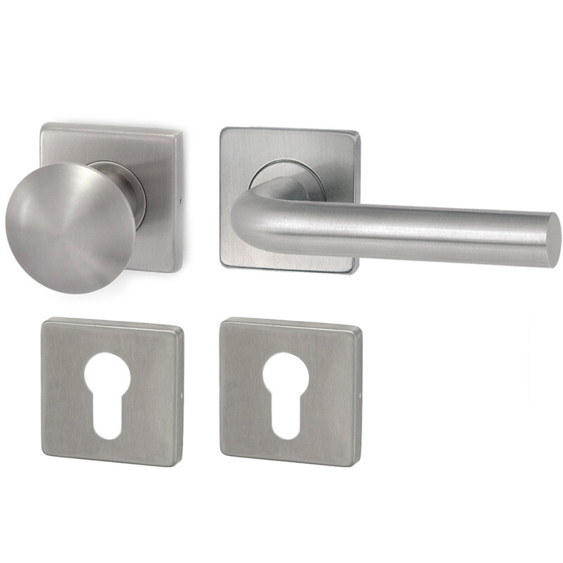 Dverné kovanie HOLAR MT 01 s guľou a hranatou rozetou (nerez)