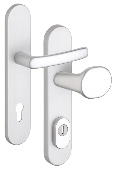 VÝPREDAJ Bezpečnostné hliníkové kovanie ROSTEX EL1 (F1 - elox prírodný) - kľučka/madlo