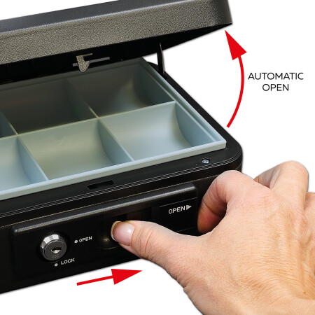 Oceľová pokladnička s páčkou RICHTER LC.200 (čierna matná)