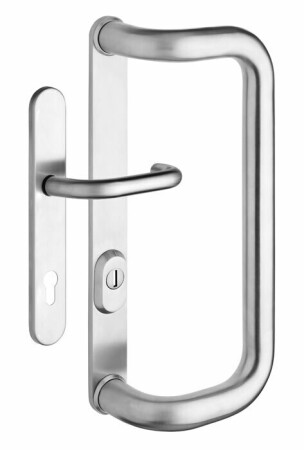Dverné madlo rúrkové ROSTEX G s kľukou a prekrytkou (nerez mat)