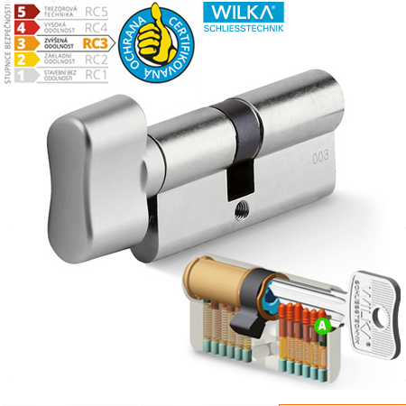 Cylindrická bezpečnostná vložka s gombíkom ACT WILKA RC3