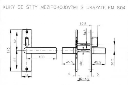 Stavebné kovanie medziizbové ROSTEX 804 U (CHRÓM LESKLÝ - NEREZ)