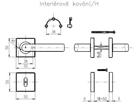 Dverové kovanie ROSTEX VIGO/H (NEREZ MAT)