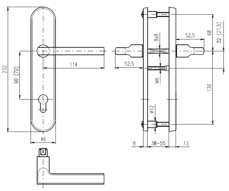 Bezpečnostné kovanie ROSTEX BK 807/O BRIT (NEREZ MAT TITÁN)