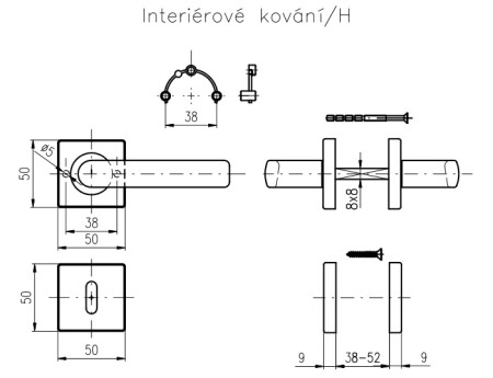 Dverové kovanie ROSTEX BOLOGNA/H (NEREZ MAT)