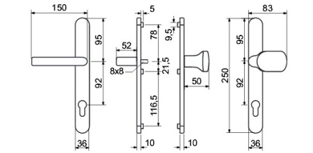 Dverové profilové kovanie RICHTER RHD 0030 (F1, F4, F9, BIELA,ANTRACIT,ČIERNÁ)