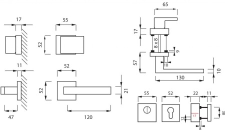 Bezpečnostné kovanie MP CUBO/SQUARE HR 3230/2275 (OCS)