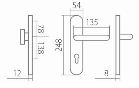 Bezpečnostné kovanie TWIN COLUMBUS DEF HR H 2094KS s kľukou BLOCK (E)