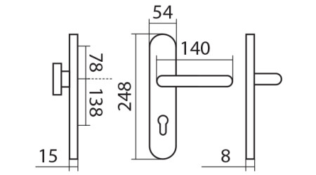Bezpečnostné kovanie TWIN COLUMBUS DEF HR H 2094KS s kľukou GULF (E)