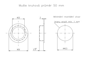 Mušle pre posuvné dvere ROSTEX guľatá priemer 50 mm (NEREZ MAT)
