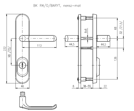 Bezpečnostné kovanie ROSTEX BK R4/O BARYT (CHRÓM NEREZ)