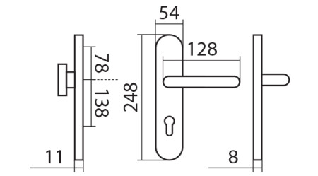 Bezpečnostné kovanie TWIN COLUMBUS DEF HR H 2094KS s kľukou ALA (E)