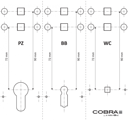 Dverné kovanie COBRA VANDA-R (OCN - chróm lesklý/nikel matný)
