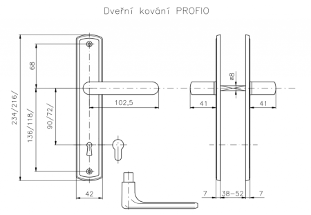 Dverové kovanie ROSTEX PROFIO (NEREZ MAT)