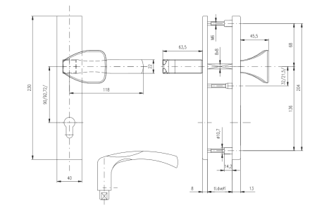 Bezpečnostné kovanie ROSTEX RN802 MANDELO (NEREZ-MAT)