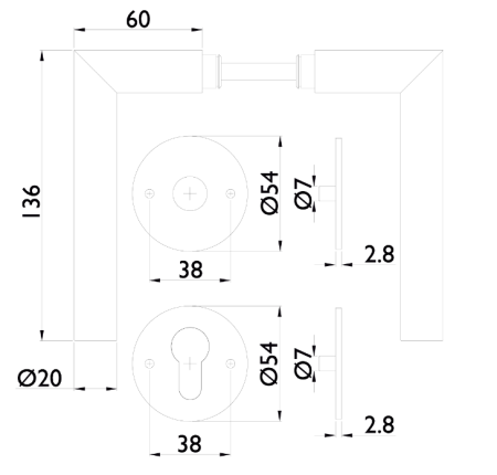 Dverové kovanie TWIN VISION H 1802FL FAST LOCK (CM)