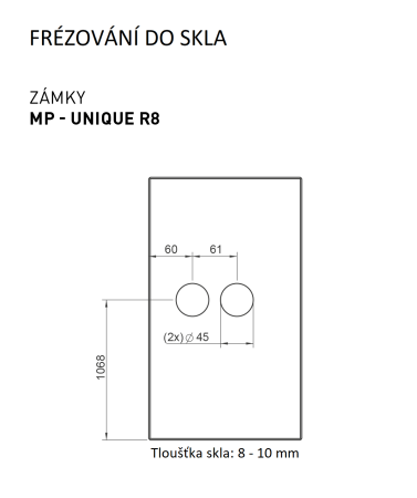 MP - UNIQUE R8 - ZÁMOK na sklo s kľukou ERBA - BB (BS - Čierna matná)