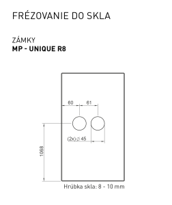 MP - UNIQUE R8 - ZÁMOK na sklo s kľukou ERBA - bez otvoru predný (BS - Čierna matná)