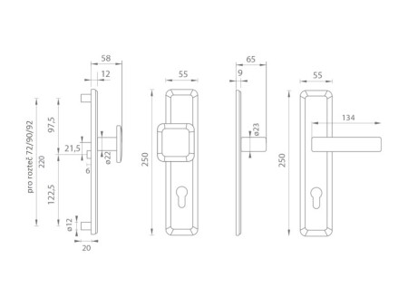 Dverové kovanie MP MI - QB SECUR / SUN 1 (ONS - Nikel brúsený lesklý)