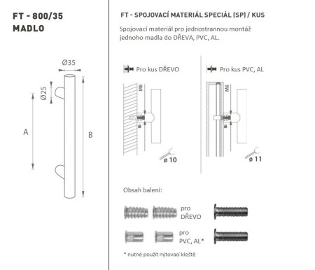 DVERNÉ MADLO MP kód K00 Ø 35 mm SP - ks (WS - Biela matná)