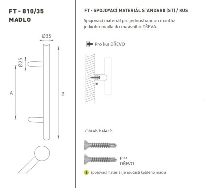 DVERNÉ MADLO MP kód K10 Ø 35 mm ST - ks (WS - Biela matná)