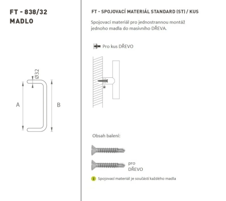 DVERNÉ MADLO MP kód K38 Ø 32 mm ST - ks (BS - Čierna matná)