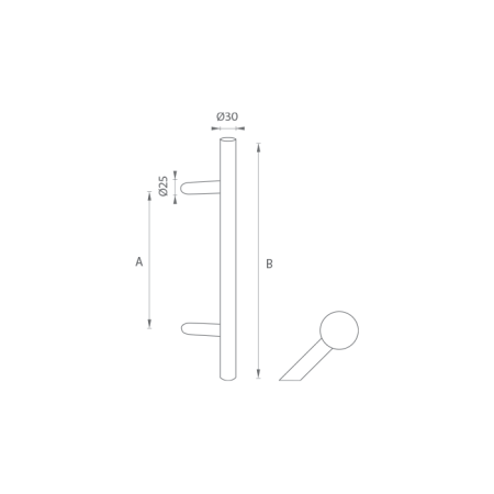 DVERNÉ MADLO MP kód K10 Ø 30 mm ST - ks (BN - Brúsená nerez)