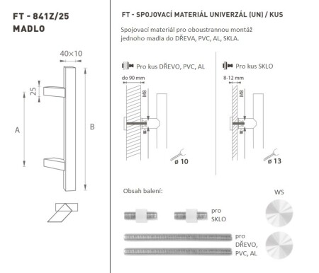 DVERNÉ MADLO MP kód K41Z 40x10 mm UN - ks (WS - Biela matná)