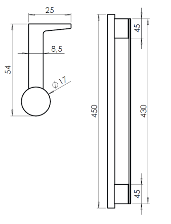 Dverné madlo MP - GK - LUCIA GST (Kašmír šedá)