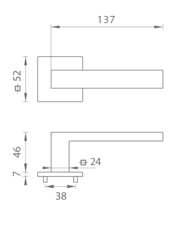 Dverové kovanie MP TI - SQUARE - HR 4275Q 7S (BS - Čierna matná)
