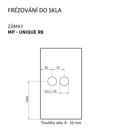 ZÁMOK na sklenené dvere MP UNIQUE R8 s kľukou RAFLESIA - bez otvoru predný (BS - Čierna matná)