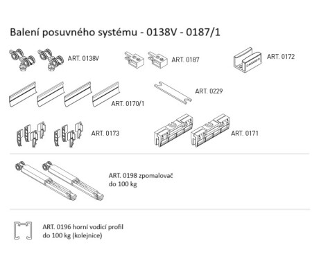 POSUVNÝ SYSTÉM MP SERIES 100 SILENT GLASS S 100 KG SP