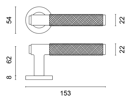 Dverové kovanie MP SH - OVAL - R 1741 PRO 8 MM (CUM PVD - Meď matná PVD)