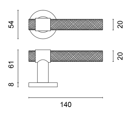 Dverové kovanie MP SH - OVAL - R 1743 PRO 8 MM (CUM PVD - Meď matná PVD)