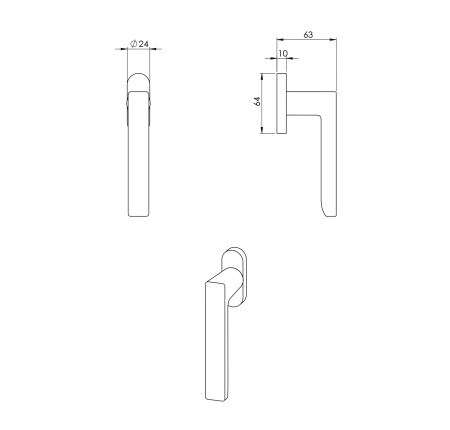 Kľučka na eurookno MP VM - DK - BAAR - R (MG - Moon grey)