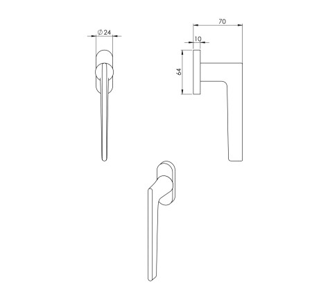 Kľučka na eurookno MP Lieve (MG - Moon grey)