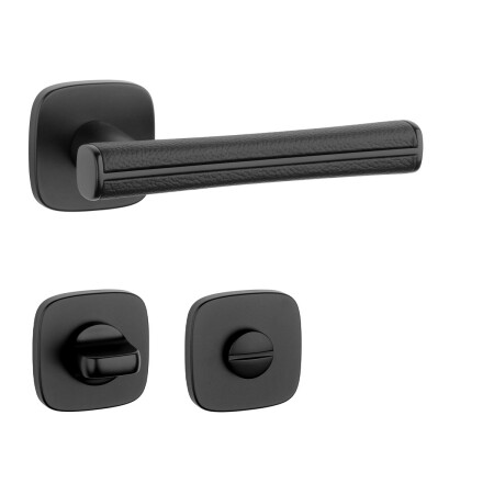 Dverové kovanie MP AS - DAVIDIA - QR 7S (BS - Čierna matná / čierna koža)