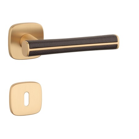 Dverné kovanie MP AS - DAVIDIA - QR 7S (OLS - Mosadz brúsená / hnedá koža)